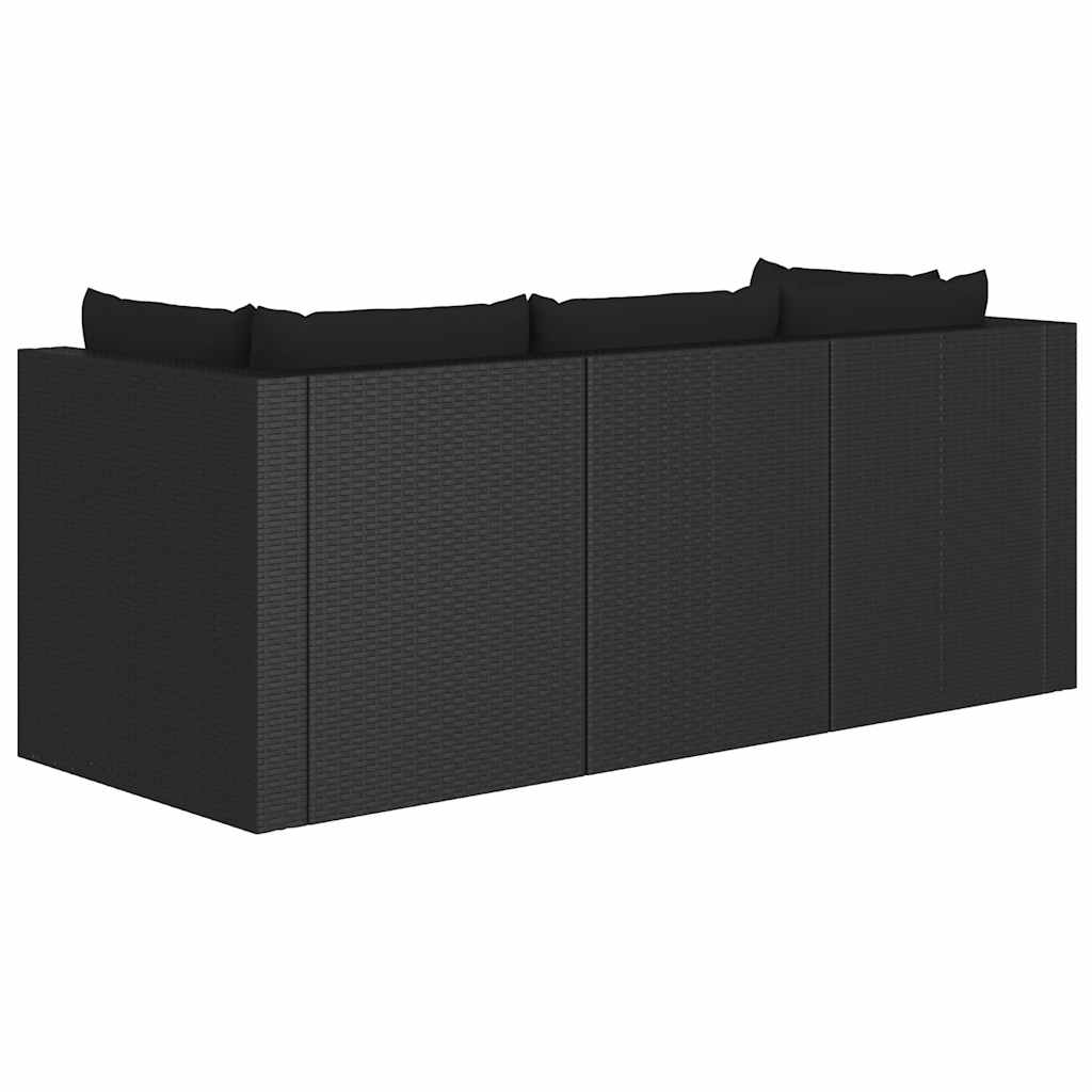 4 Piece Garden Lounge Set with Cushions Poly Rattan Black