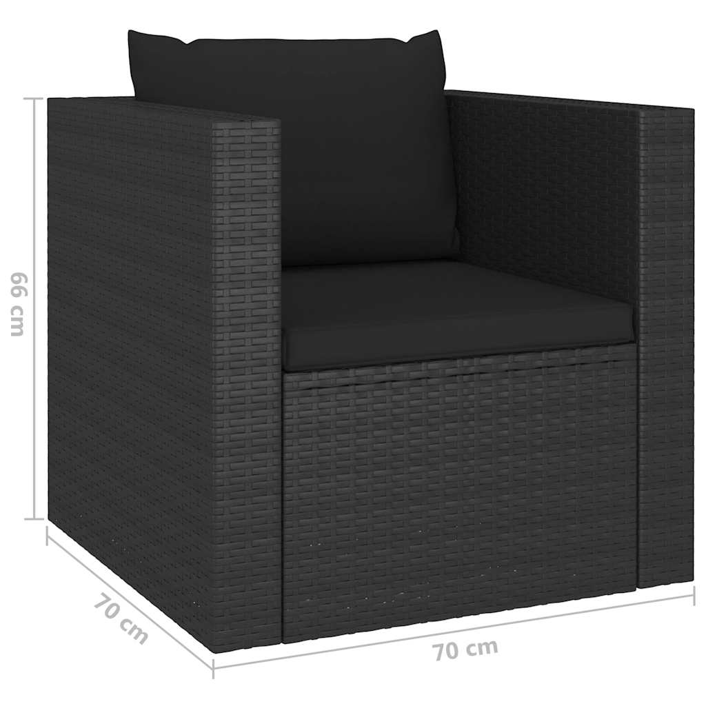 4 Piece Garden Lounge Set with Cushions Poly Rattan Black