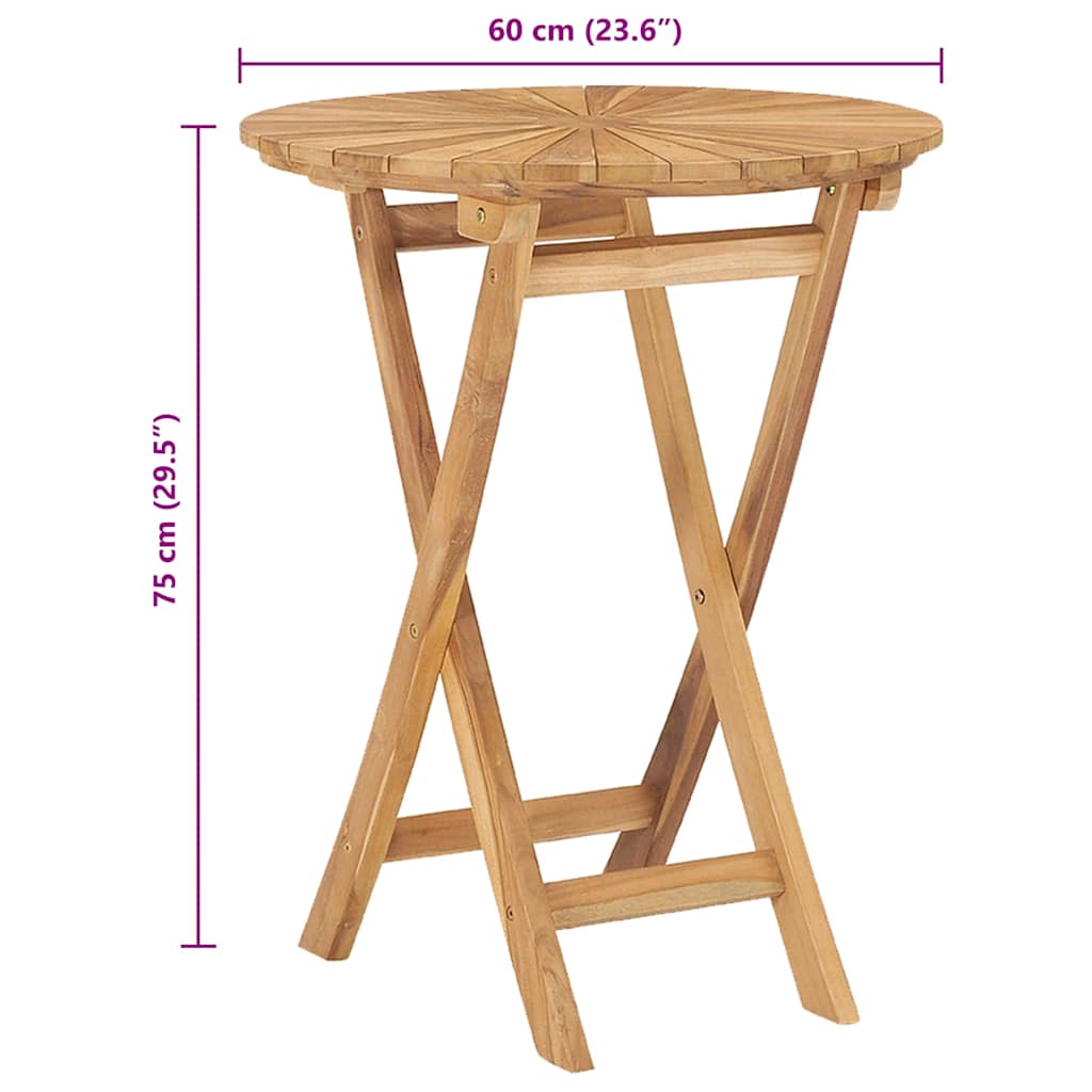 Folding Garden Table ? 60 cm Solid Teak Wood