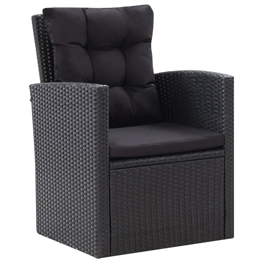 6 Piece Garden Lounge Set with Cushions Poly Rattan Black