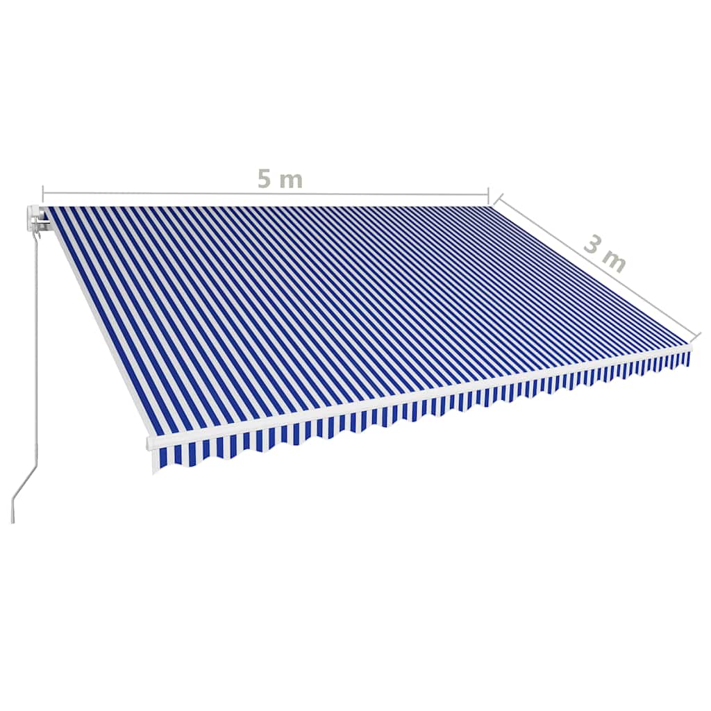 Manual Retractable Awning 500x300 cm Blue and White