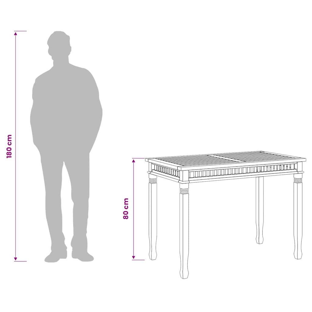 Garden Dining Table 120x65x80 cm Solid Teak Wood