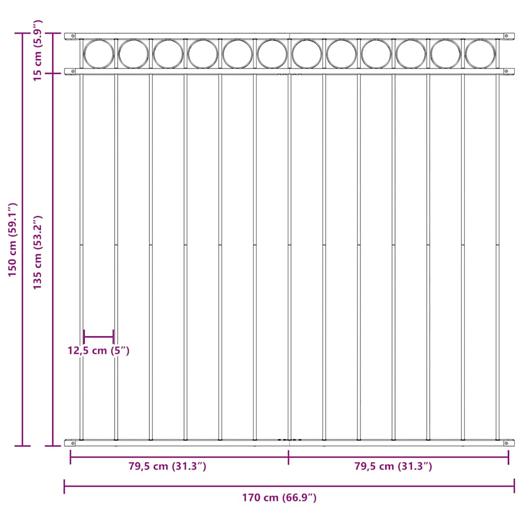 Fence Panel ASSEN Steel 1.7x1.5 m Black