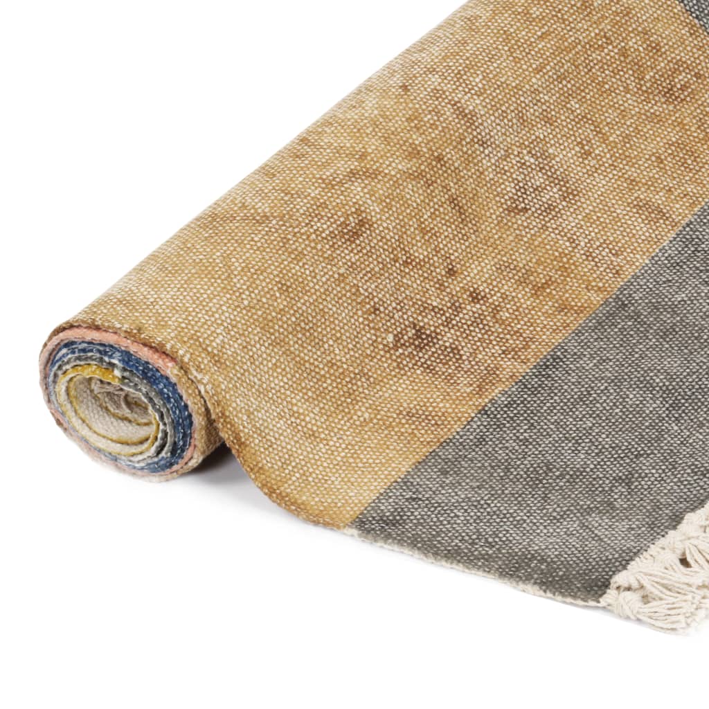 Handwoven Kilim Rug Cotton 120x180 cm Printed Multicolour