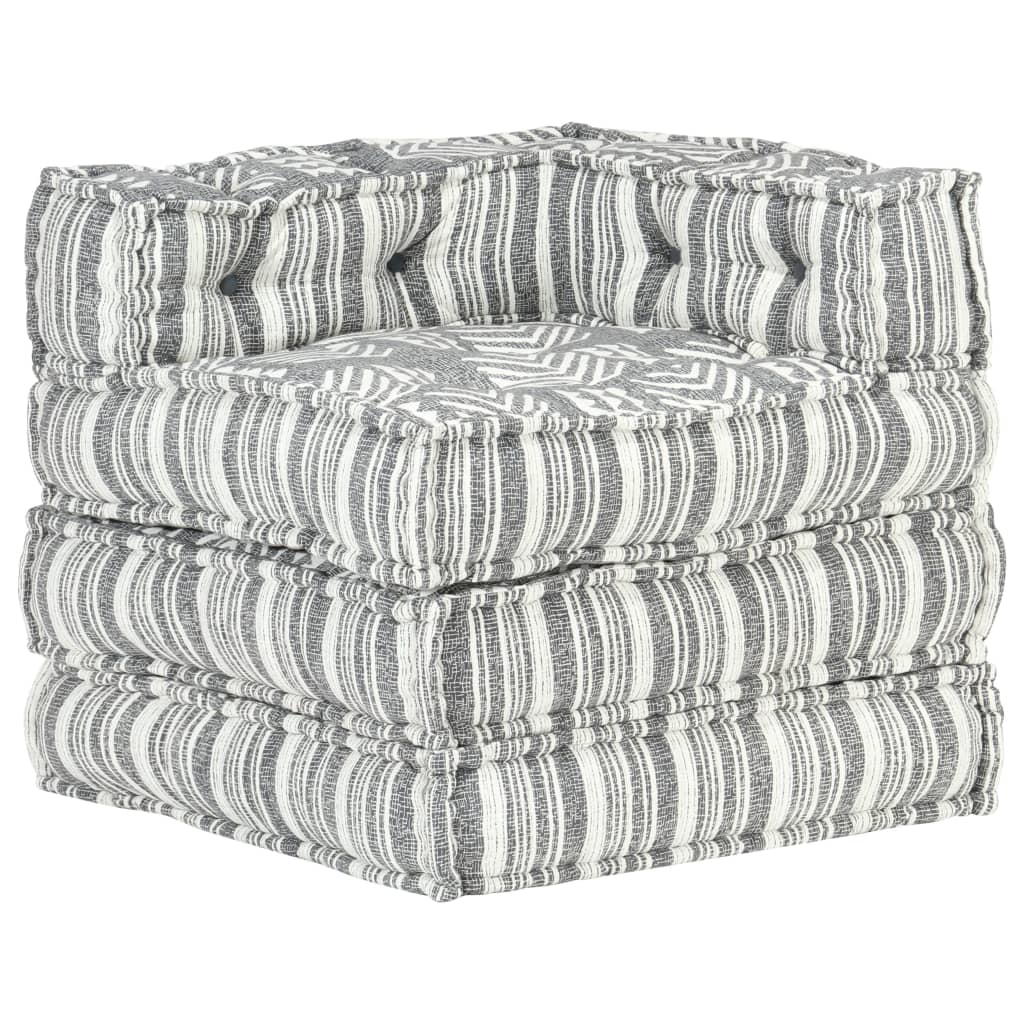 Modular Pouffe Grey Stripe Fabric