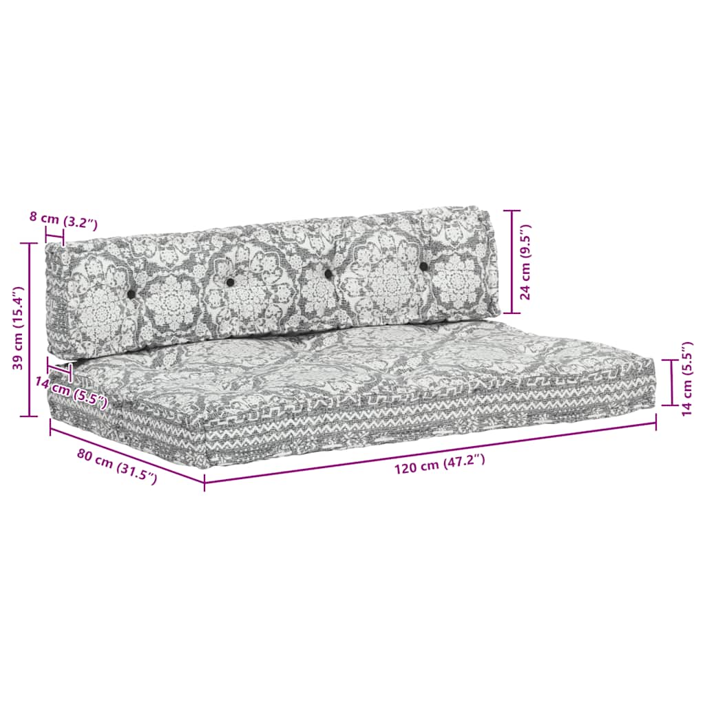 Pallet Sofa Cushion Light Grey Fabric Patchwork