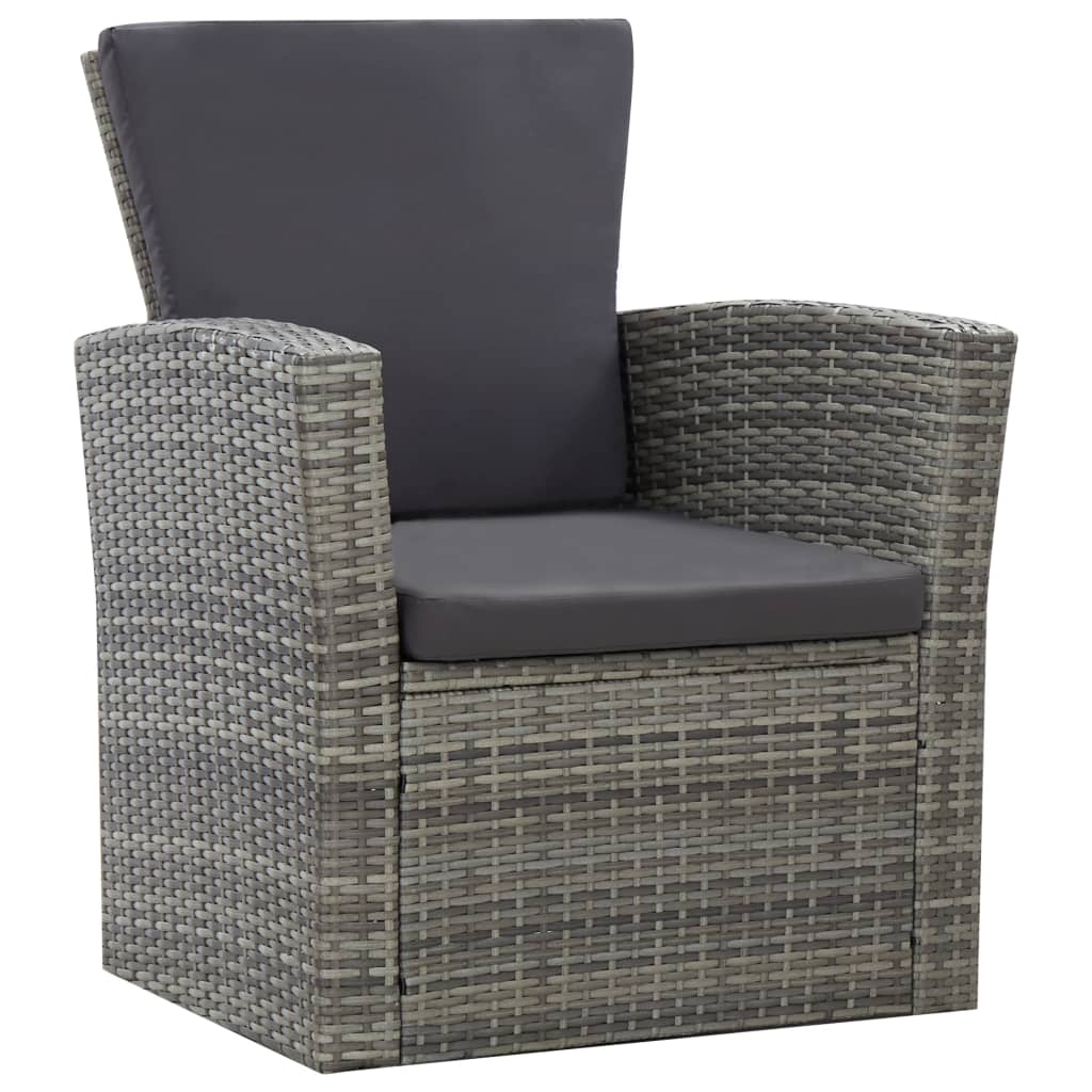 4 Piece Garden Lounge Set with Cushions Poly Rattan Grey
