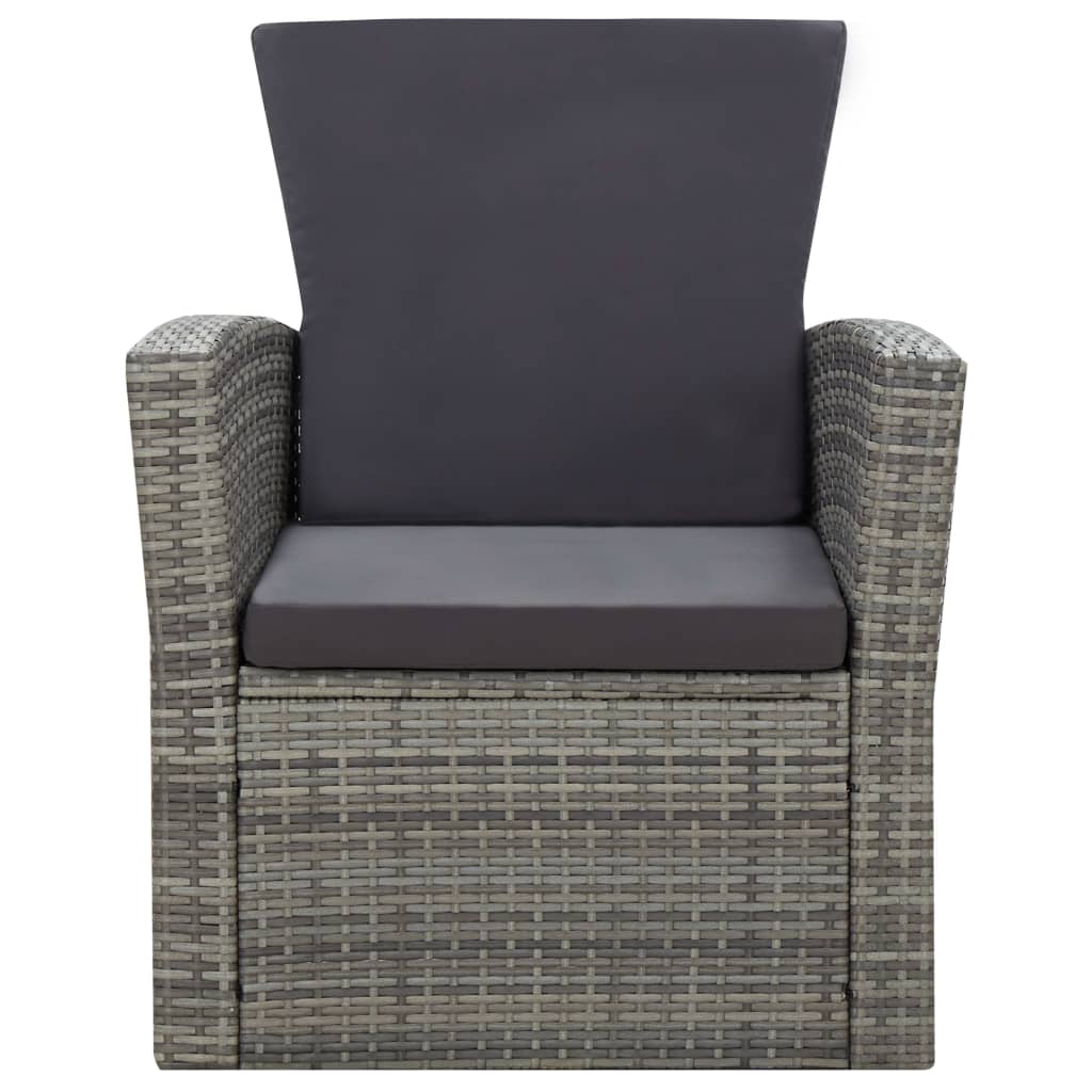 4 Piece Garden Lounge Set with Cushions Poly Rattan Grey