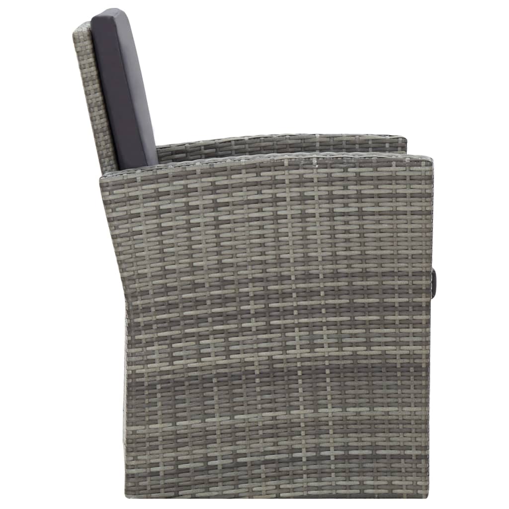 4 Piece Garden Lounge Set with Cushions Poly Rattan Grey