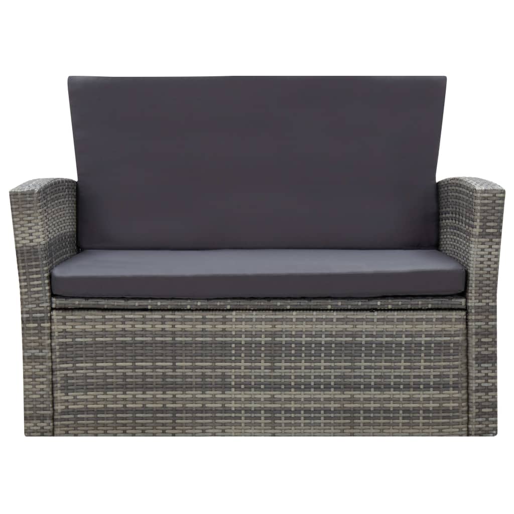 4 Piece Garden Lounge Set with Cushions Poly Rattan Grey