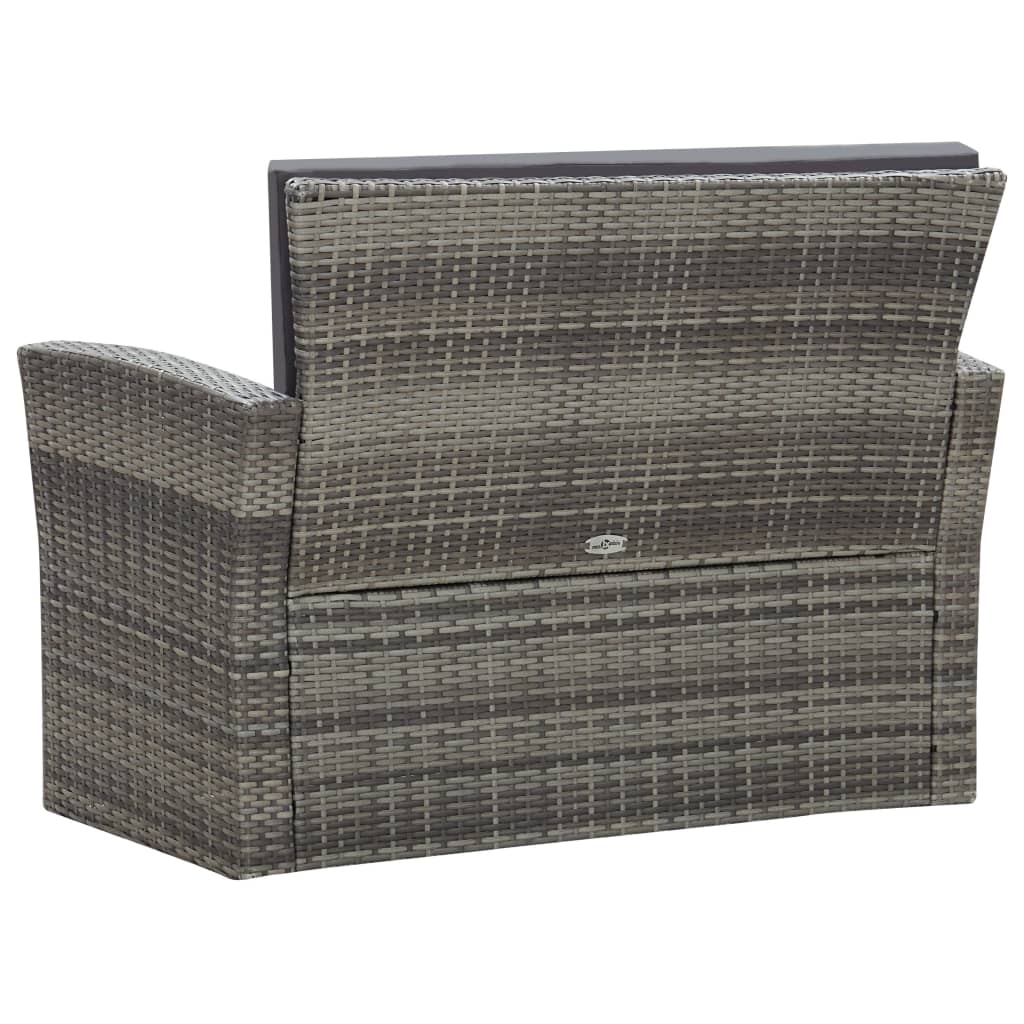 4 Piece Garden Lounge Set with Cushions Poly Rattan Grey