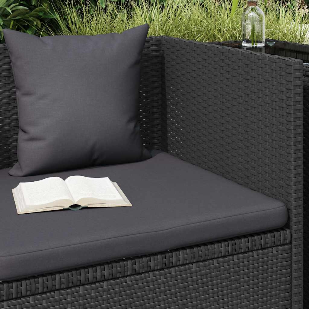 Garden Bed with Cushion and Pillow Poly Rattan Black