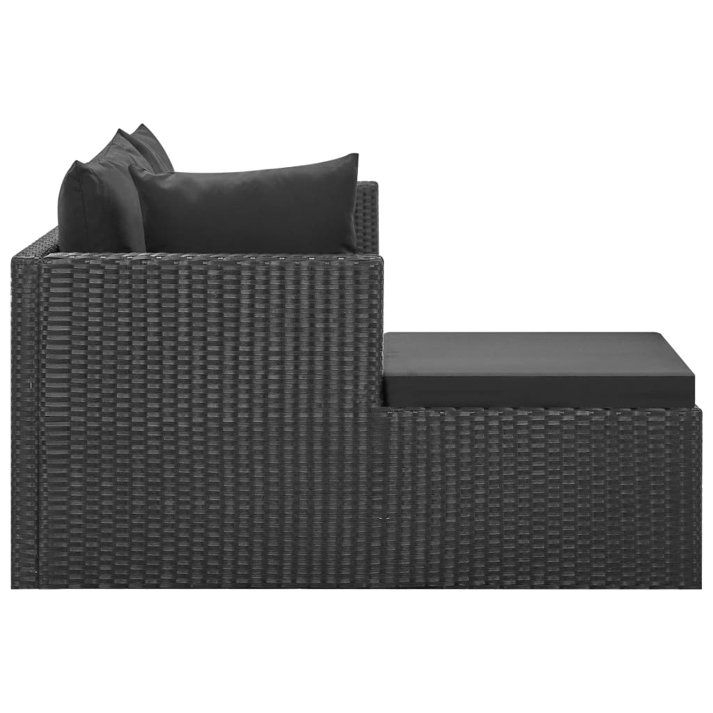 4 Piece Garden Lounge Set Black with Cushions Poly Rattan