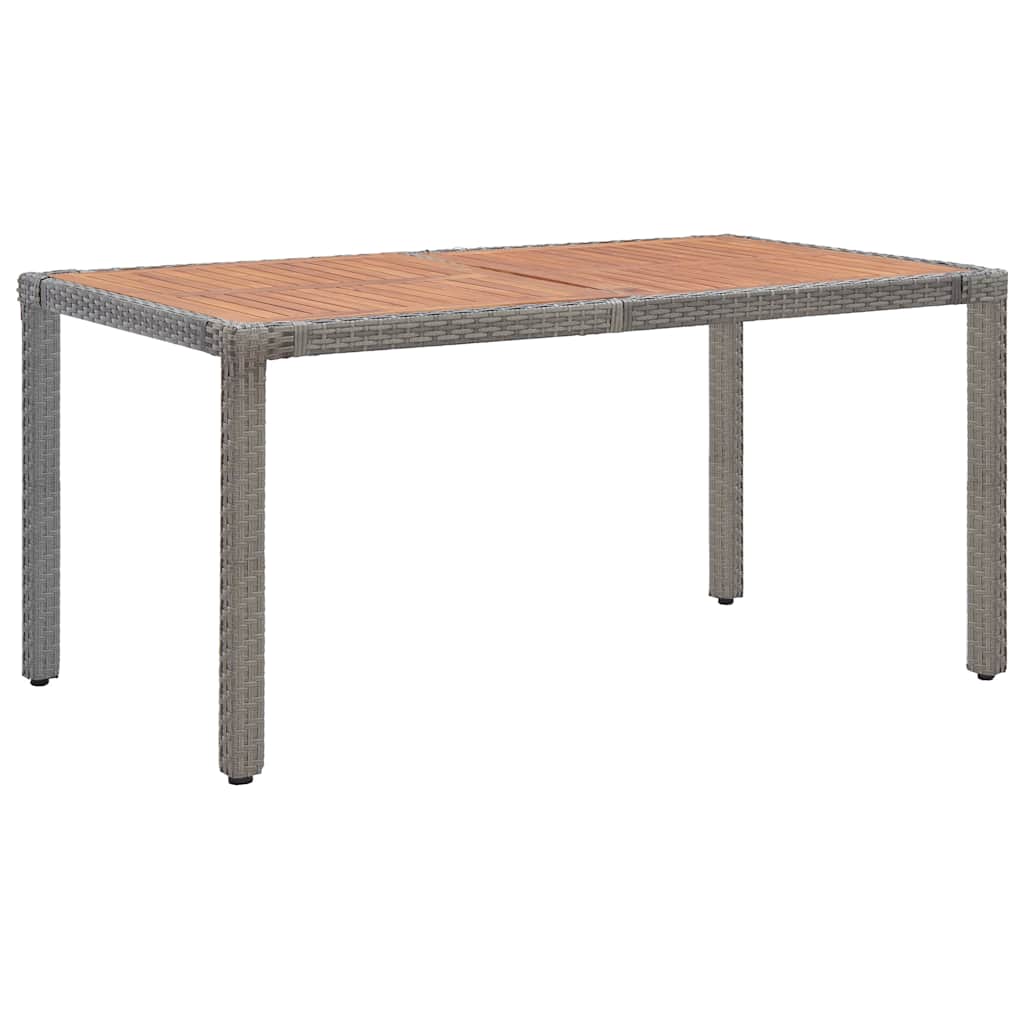 Garden Table Grey 150x90x75 cm Poly Rattan and Solid Acacia Wood