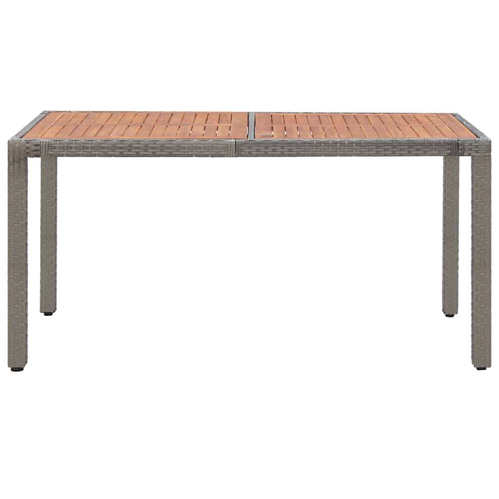 Garden Table Grey 150x90x75 cm Poly Rattan and Solid Acacia Wood