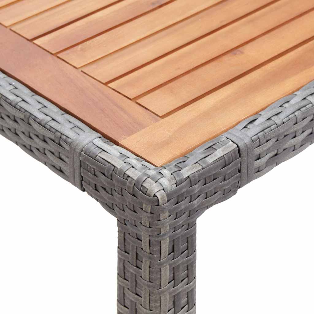 Garden Table Grey 150x90x75 cm Poly Rattan and Solid Acacia Wood