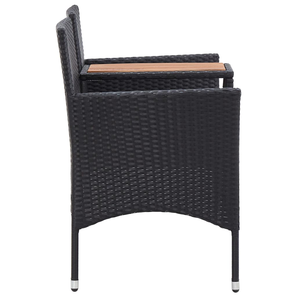 2-Seater Garden Bench with Tea Table 143 cm Poly Rattan Black