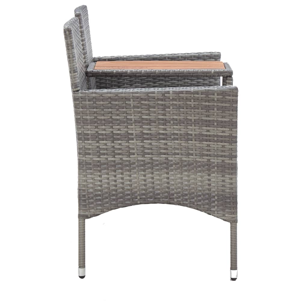 2-Seater Garden Bench with Tea Table 143 cm Poly Rattan Grey