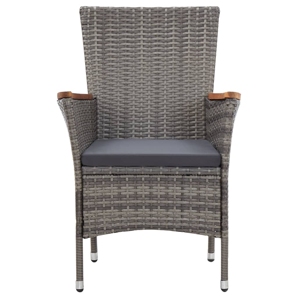 9 Piece Garden Dining Set with Cushions Poly Rattan Grey