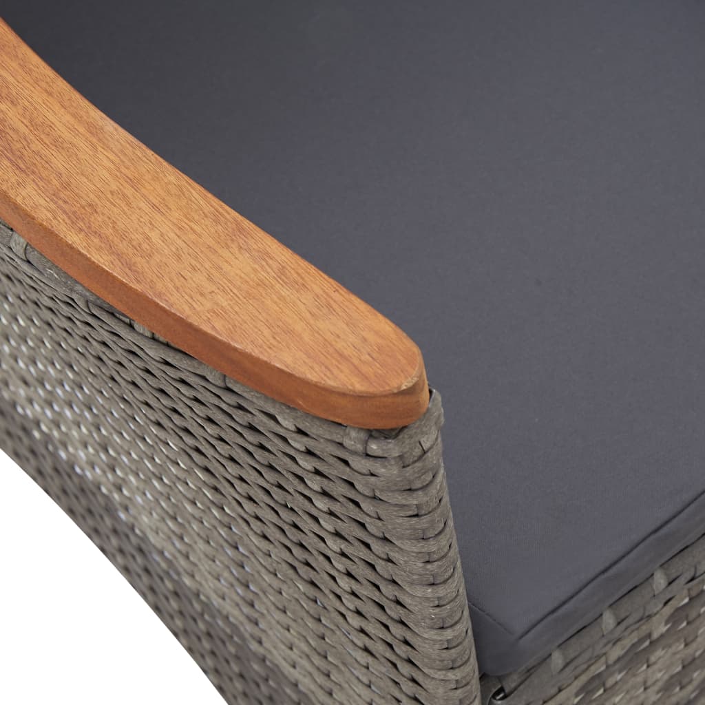 9 Piece Garden Dining Set with Cushions Poly Rattan Grey