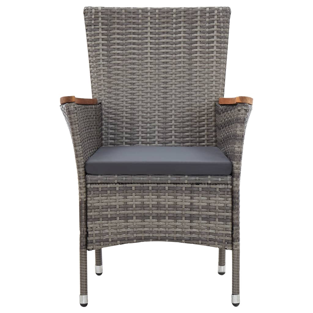 5 Piece Garden Dining Set with Cushions Poly Rattan Grey