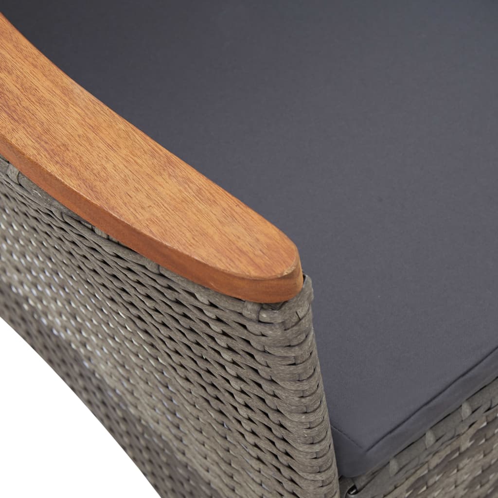 5 Piece Garden Dining Set with Cushions Poly Rattan Grey