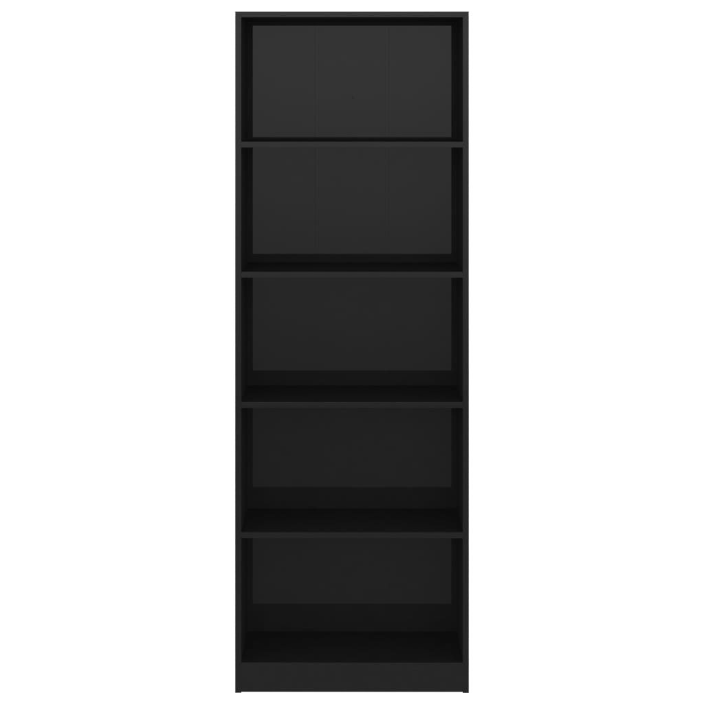 5-Tier Book Cabinet High Gloss Black 60x24x175 cm Engineered Wood