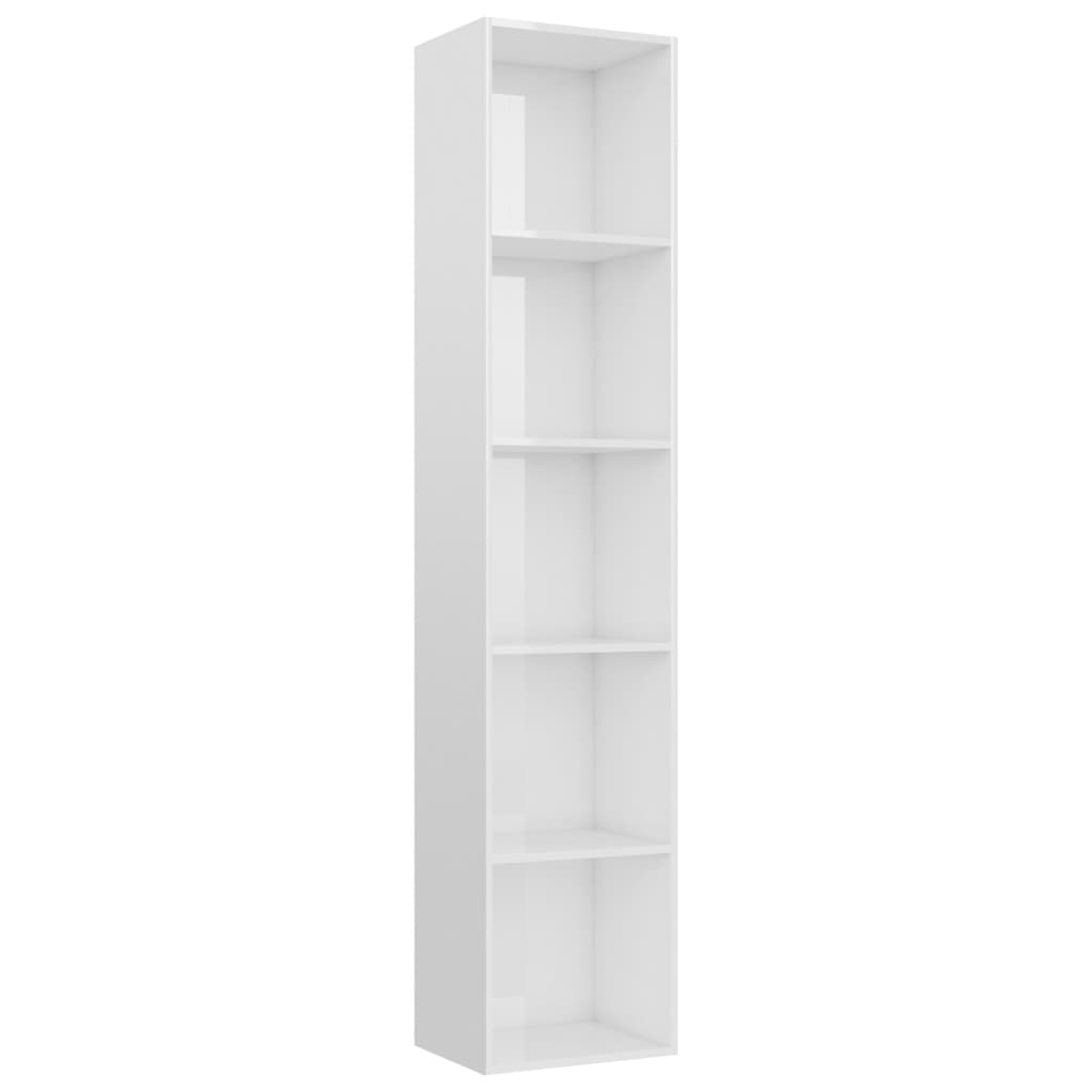Book Cabinet High Gloss White 40x30x189 cm Engineered Wood