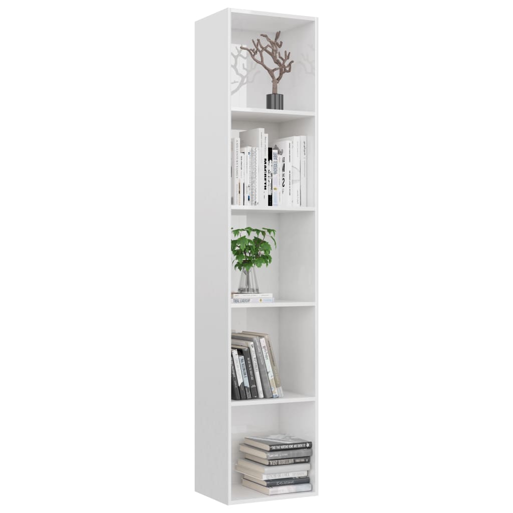 Book Cabinet High Gloss White 40x30x189 cm Engineered Wood