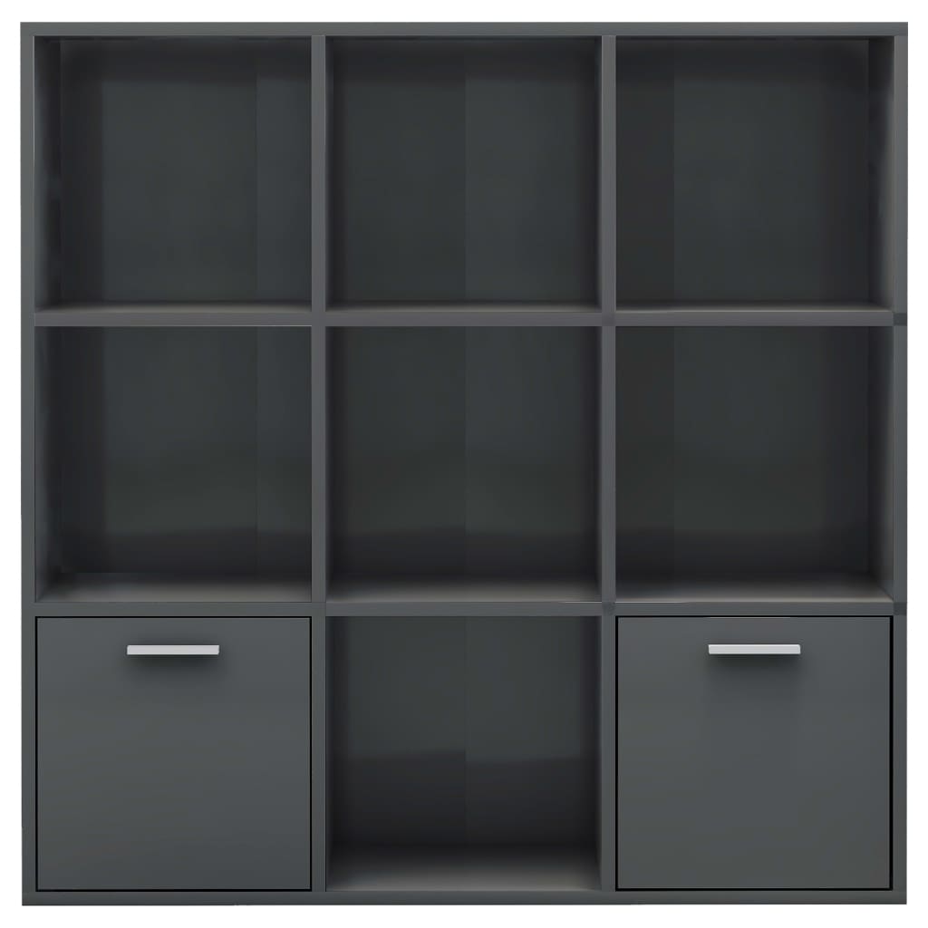 Book Cabinet High Gloss Grey 98x30x98 cm Engineered Wood
