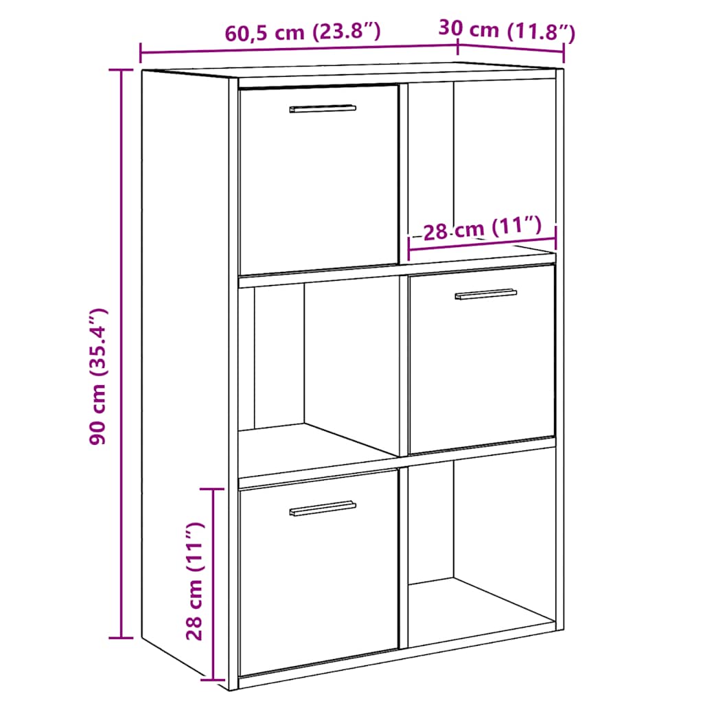 Storage Cabinet Balck 60x29.5x90 cm Engineered Wood