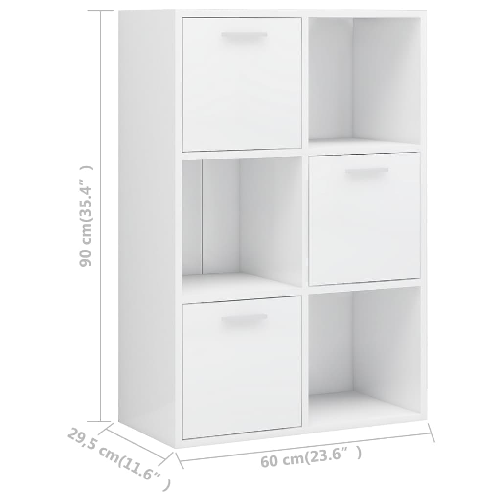 Storage Cabinet High Gloss White 60x29.5x90 cm Engineered Wood