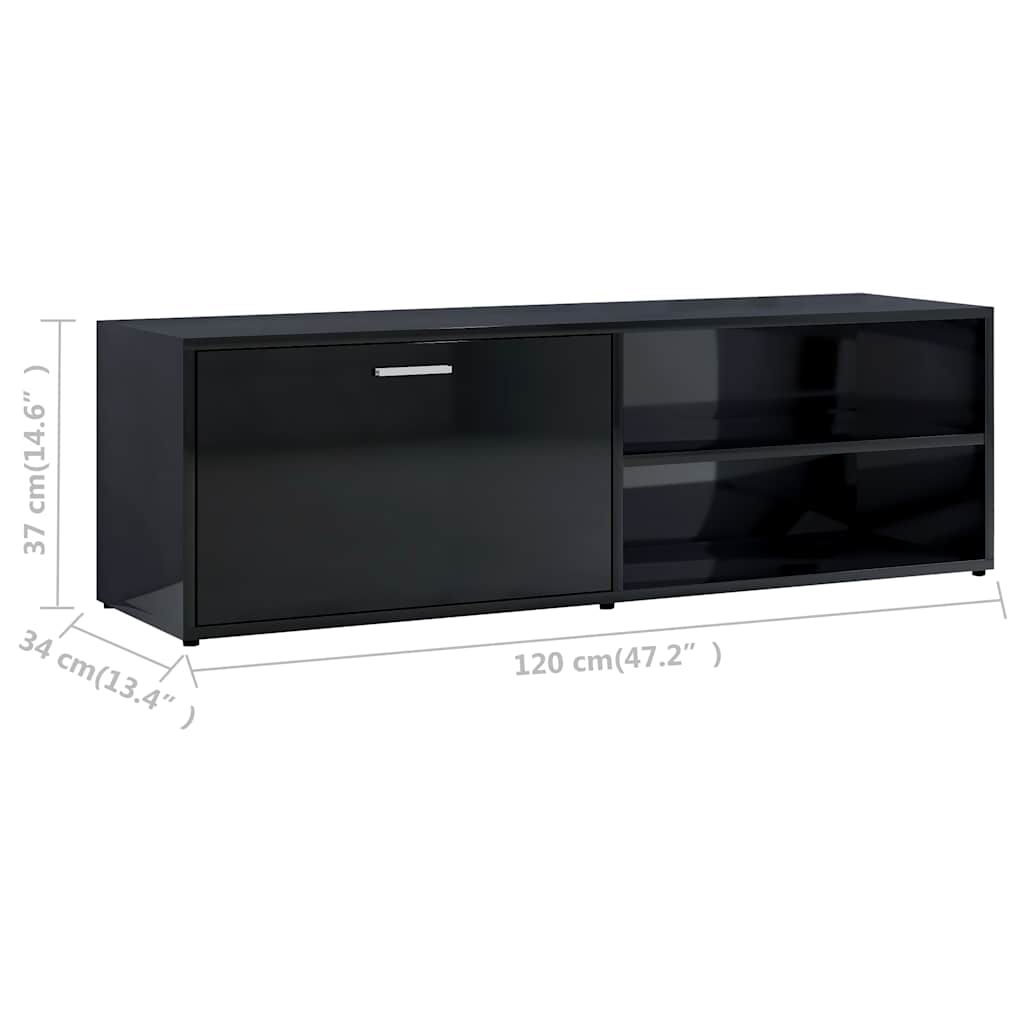TV Cabinet High Gloss Black 120x34x37 cm Engineered Wood