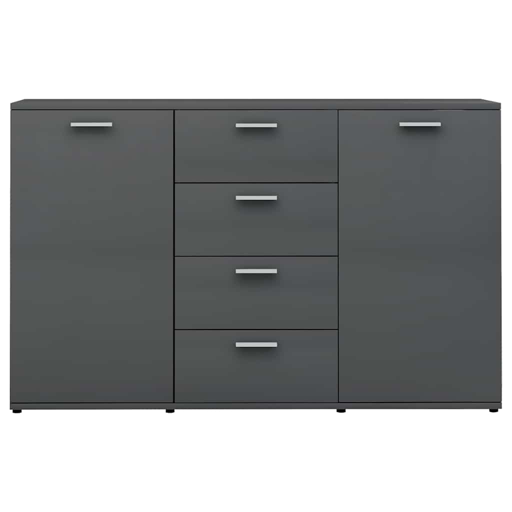 Sideboard High Gloss Grey 120x35.5x75 cm Engineered Wood