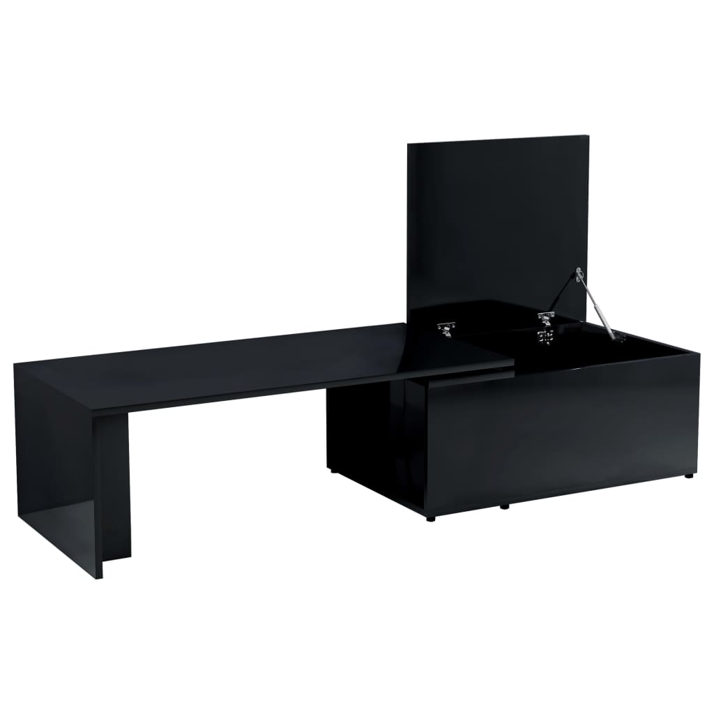 Coffee Table High Gloss Black 150x50x35 cm Engineered Wood