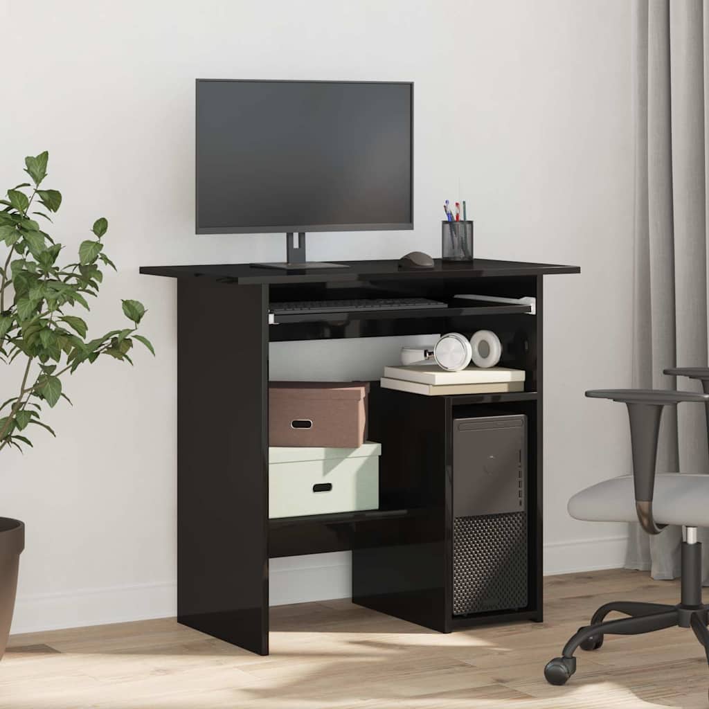 Desk High Gloss Black 80x45x74 cm Engineered Wood