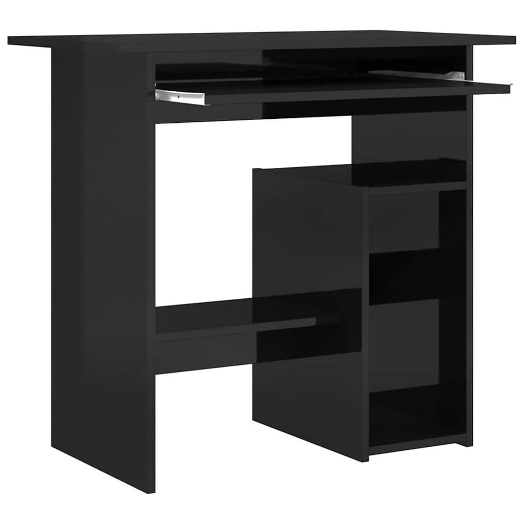 Desk High Gloss Black 80x45x74 cm Engineered Wood