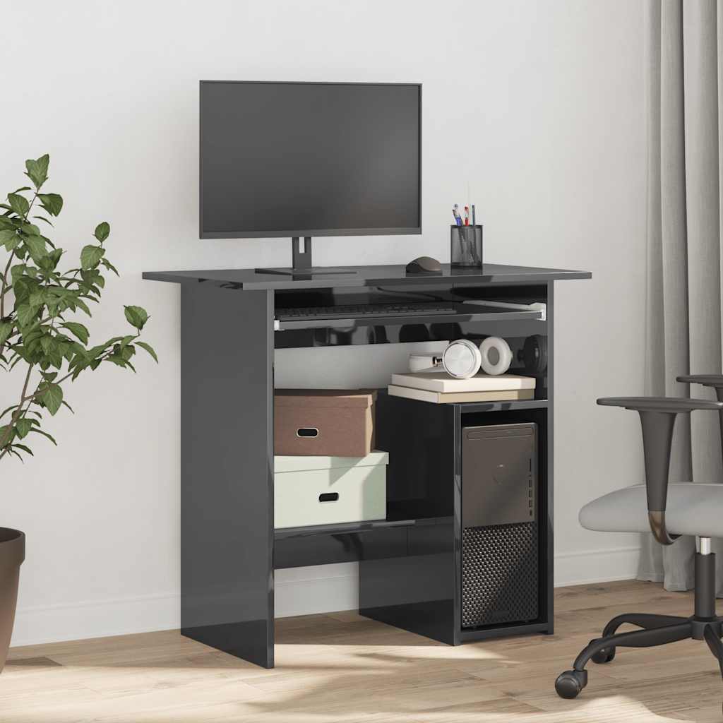 Desk High Gloss Grey 80x45x74 cm Engineered Wood