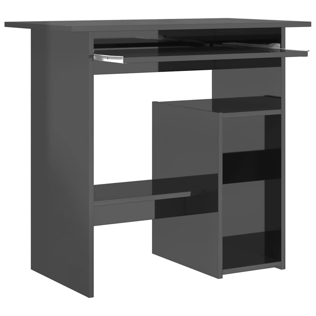 Desk High Gloss Grey 80x45x74 cm Engineered Wood