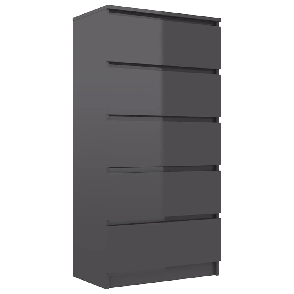 Drawer Sideboard High Gloss Grey 60x35x121 cm Engineered Wood
