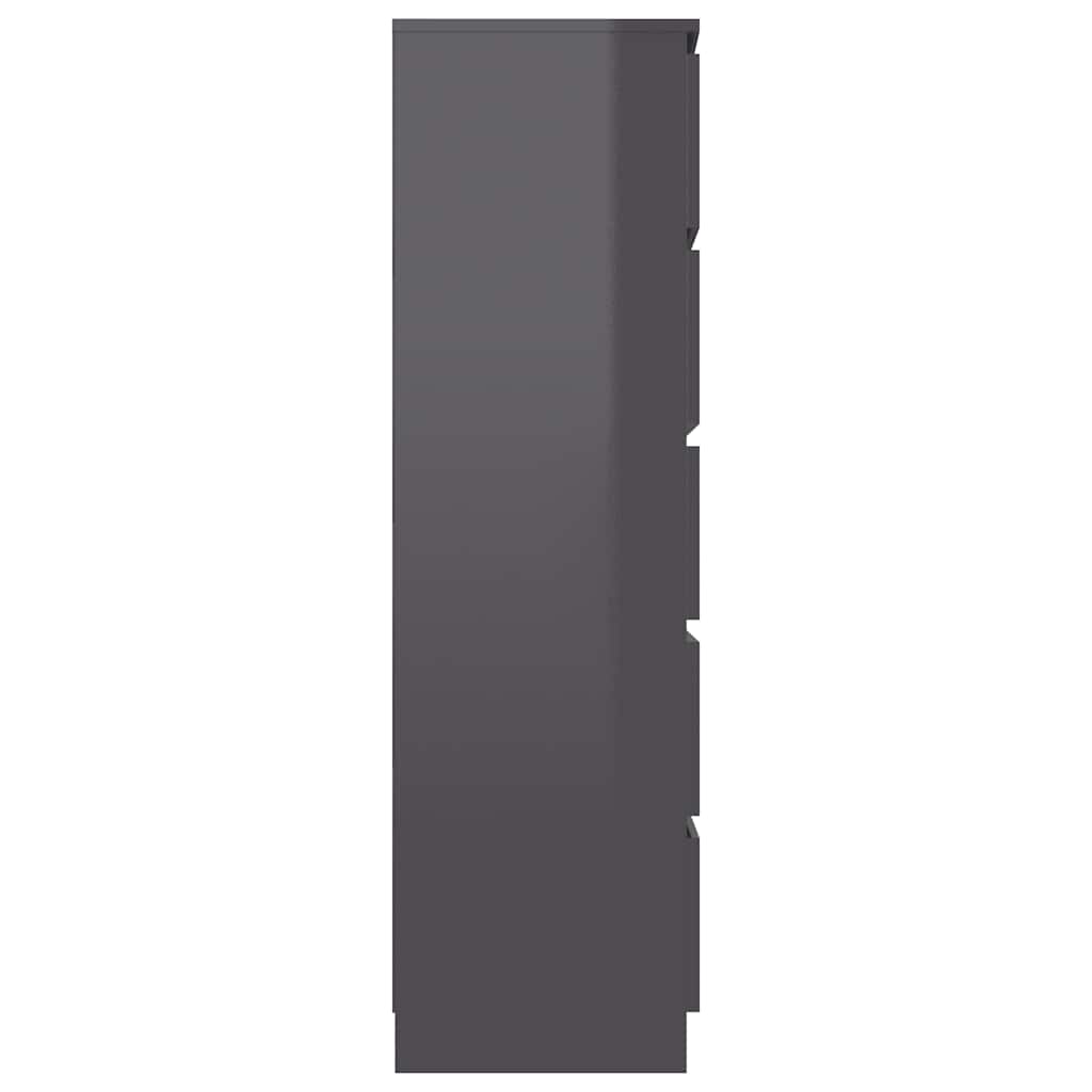 Drawer Sideboard High Gloss Grey 60x35x121 cm Engineered Wood