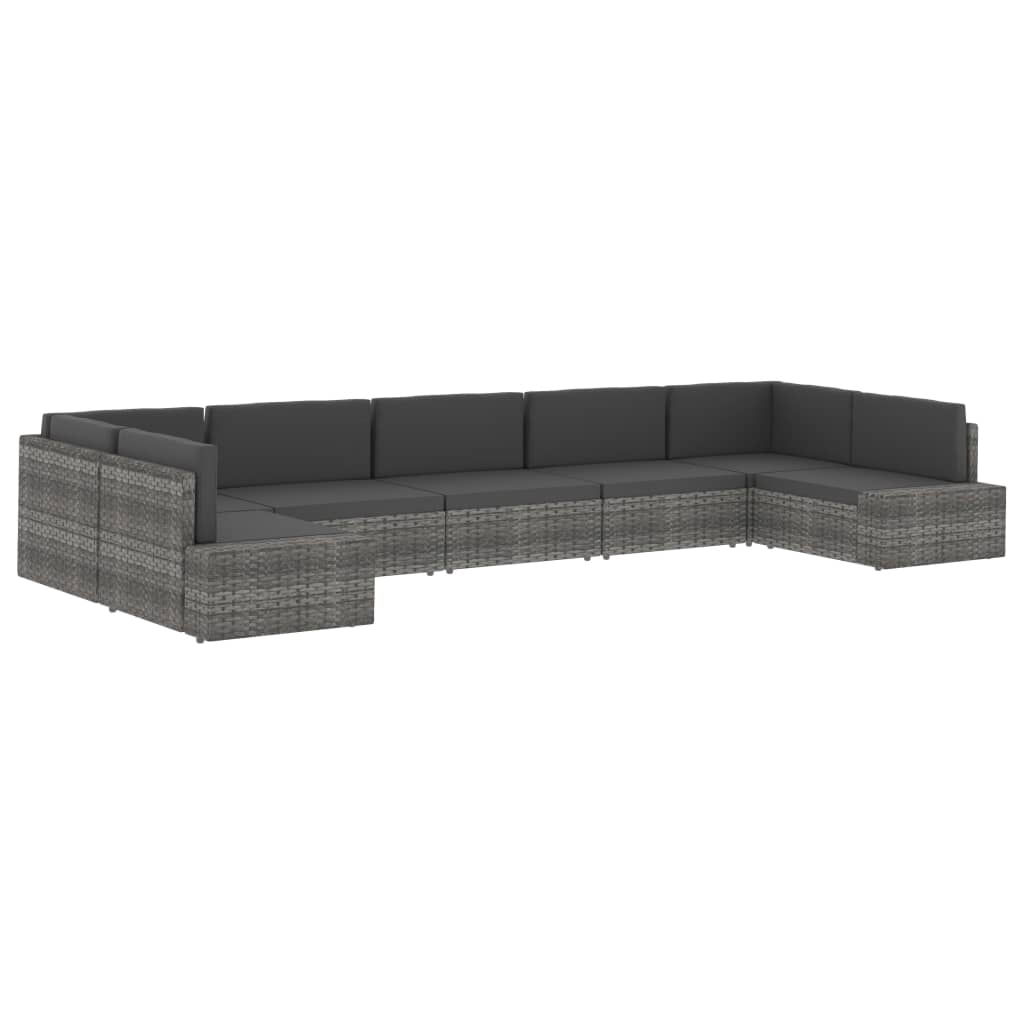 Sectional Middle Sofa Poly Rattan Black