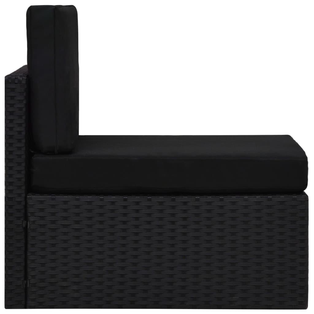 Sectional Middle Sofa Poly Rattan Black