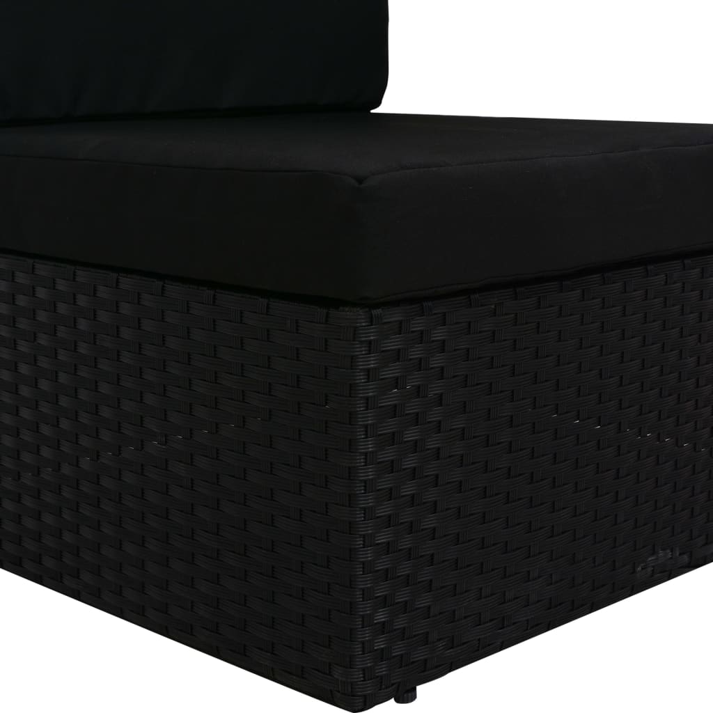 Sectional Middle Sofa Poly Rattan Black