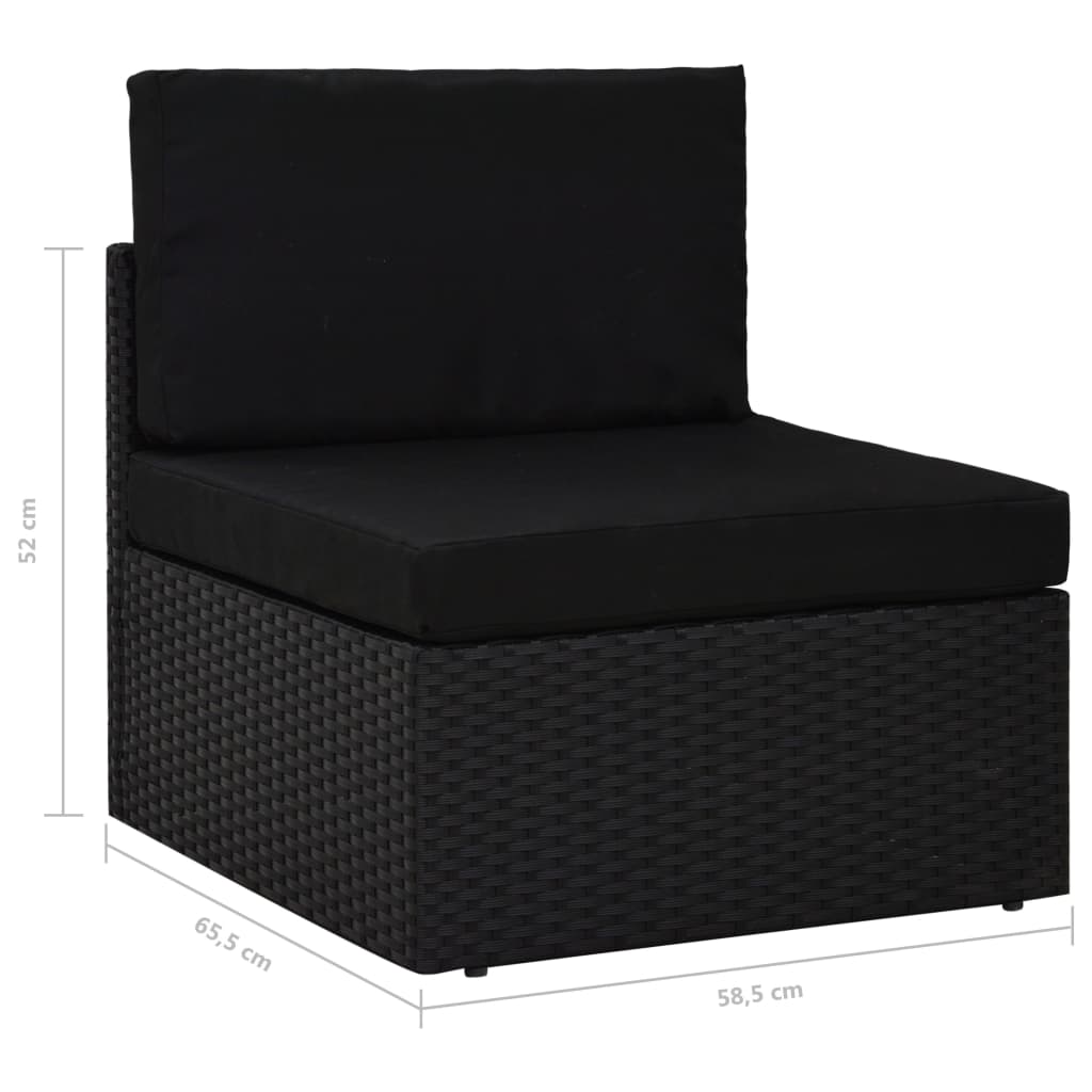 Sectional Middle Sofa Poly Rattan Black