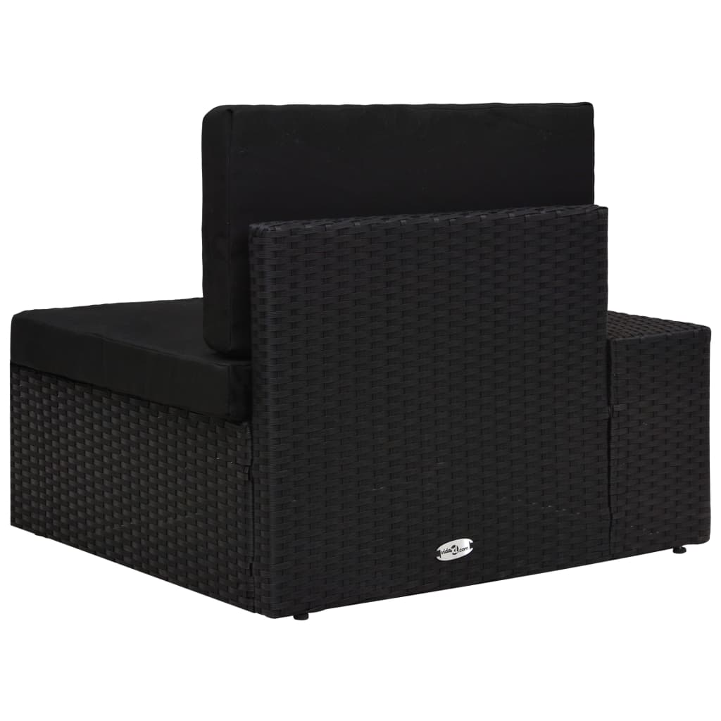 Sectional Corner Sofa with Right Armrest Poly Rattan Black