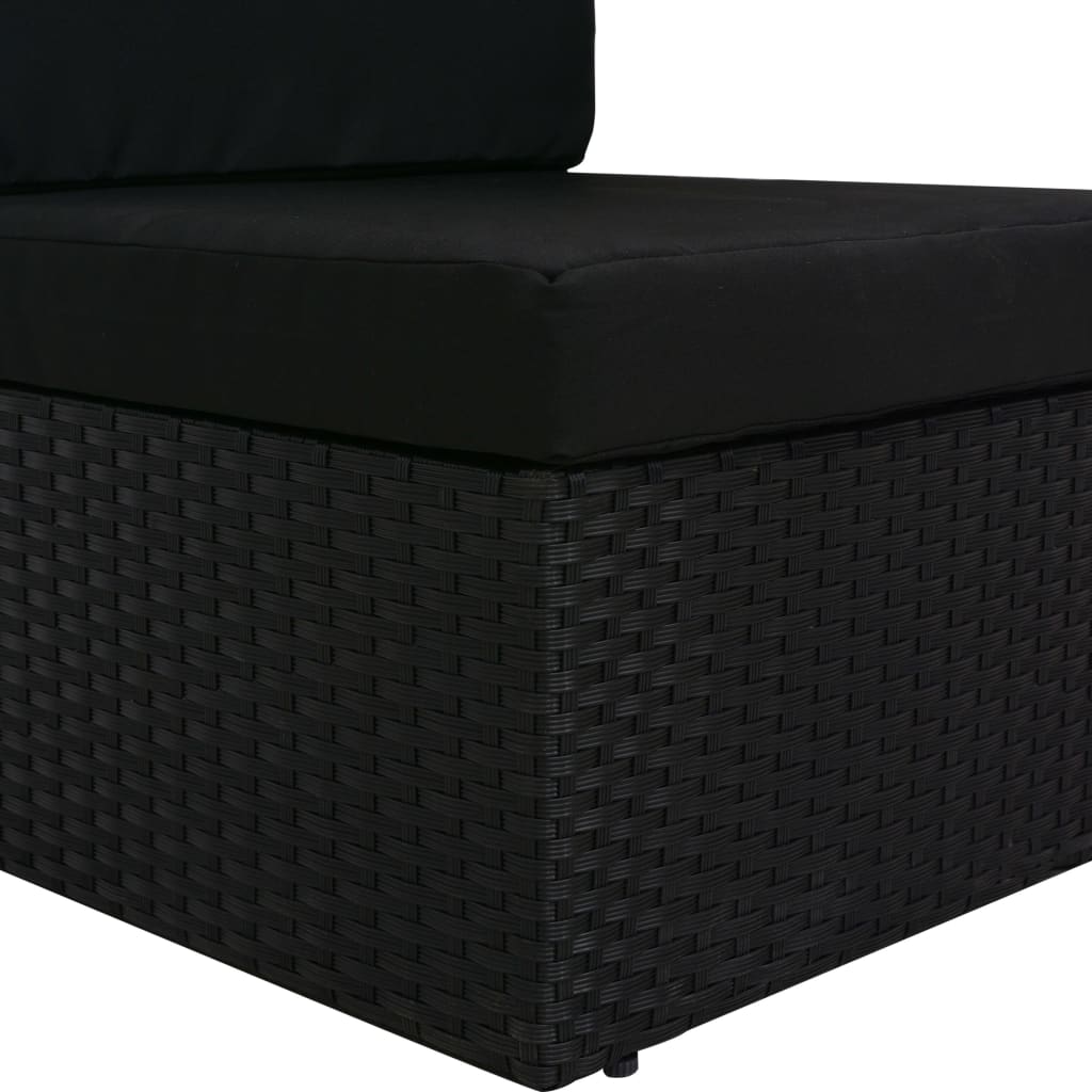Sectional Corner Sofa with Right Armrest Poly Rattan Black
