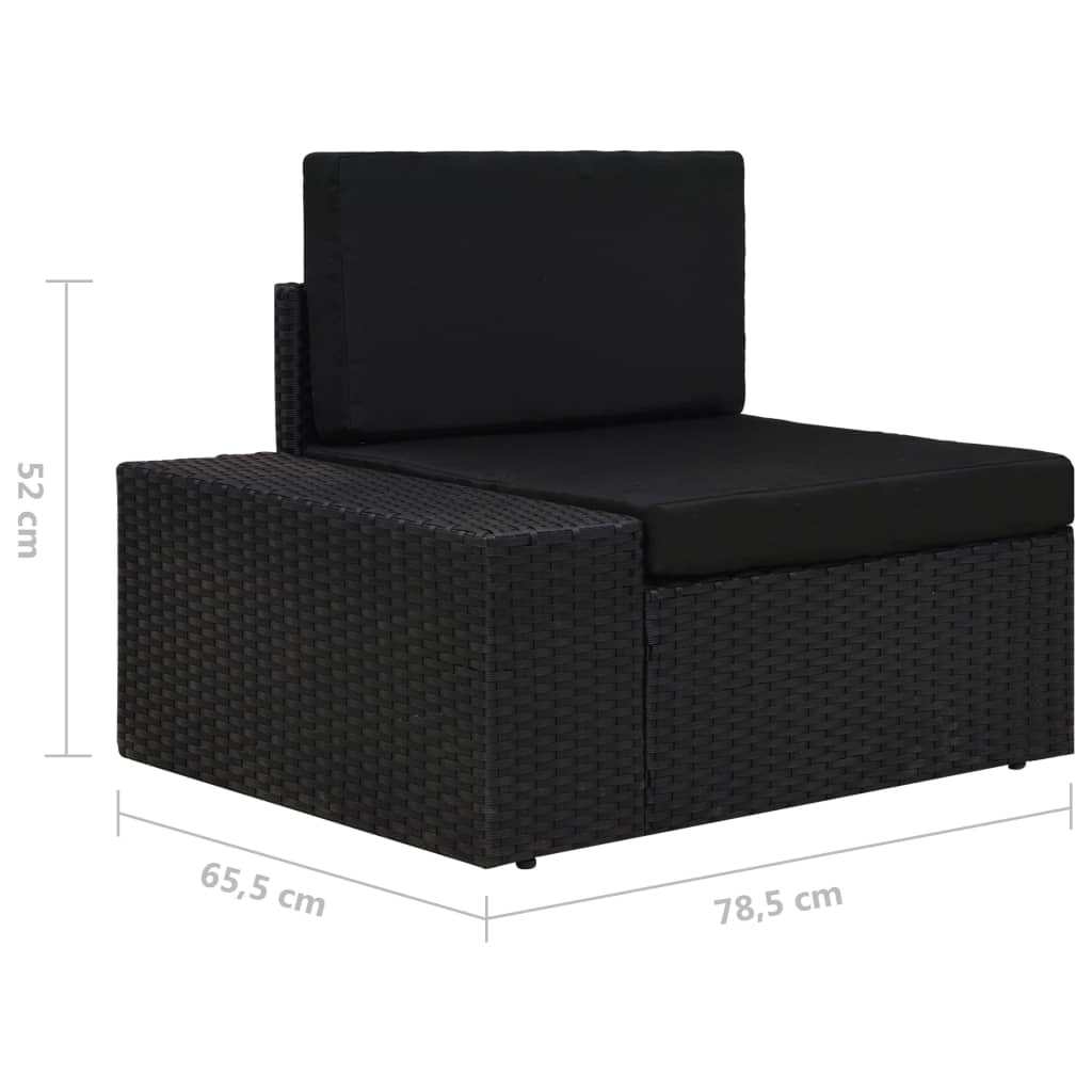 Sectional Corner Sofa with Right Armrest Poly Rattan Black