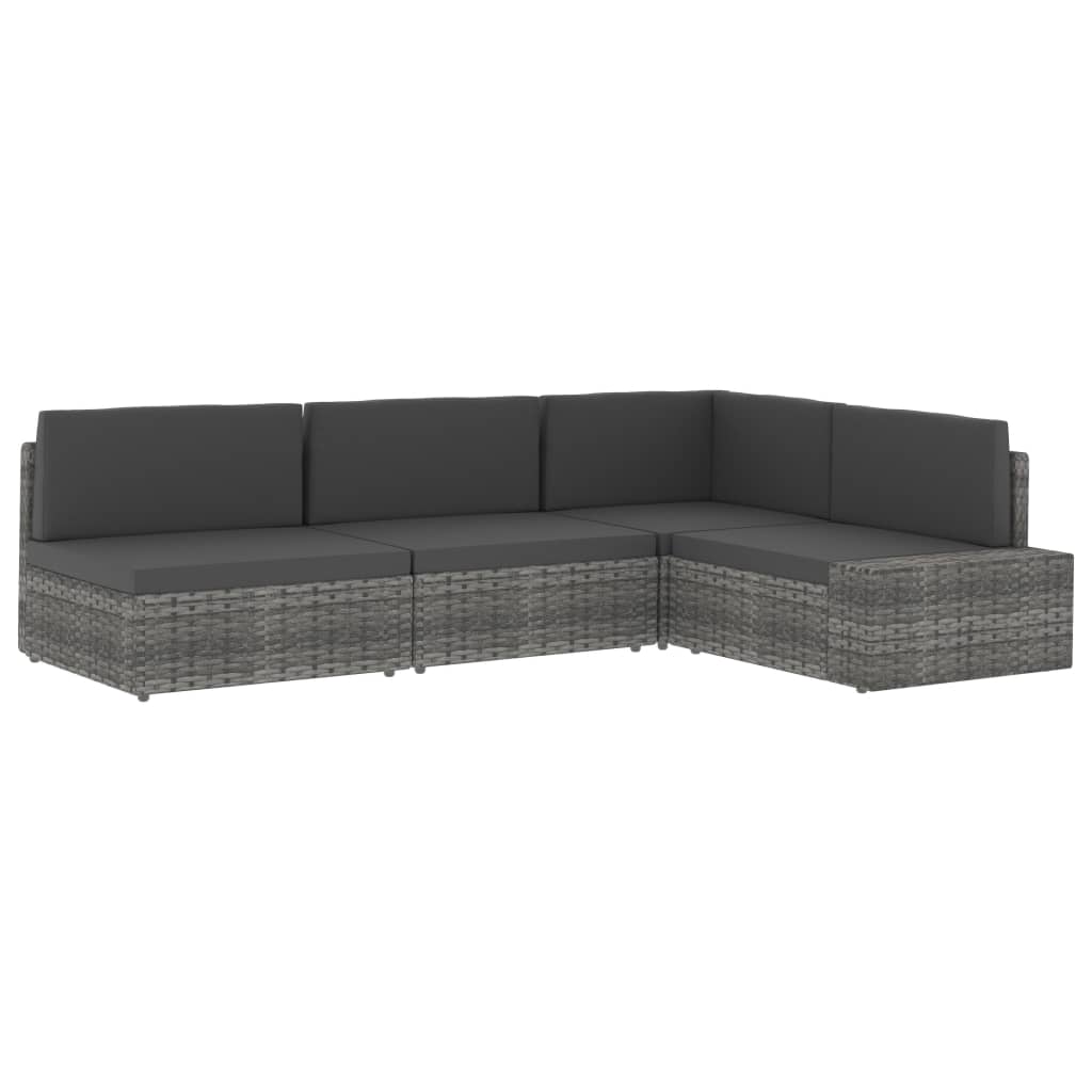 Sectional Middle Sofa Poly Rattan Grey