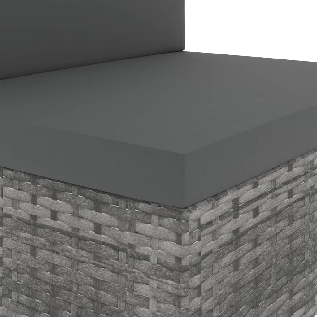 Sectional Corner Sofa with Left Armrest Poly Rattan Grey